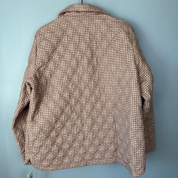 Nwt Lands' End Insulated Packable Quilted Jacket Women Lg Petite Tan Houndstooth - Picture 7 of 9